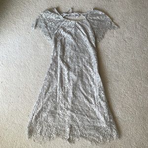 NWT Mahina grey lace open back dress small